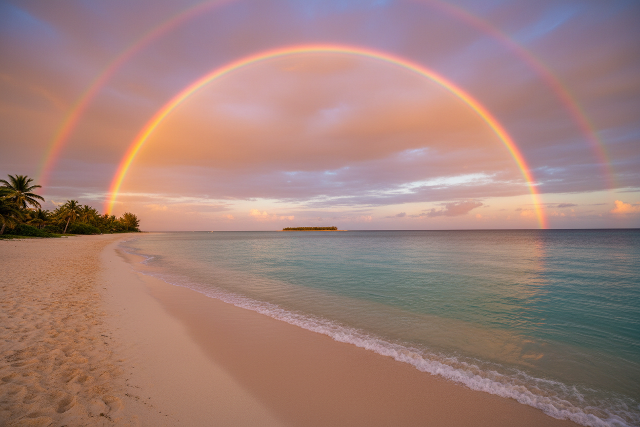 Sunrise Dream – Bahamas rainbow beach photo at sunrise